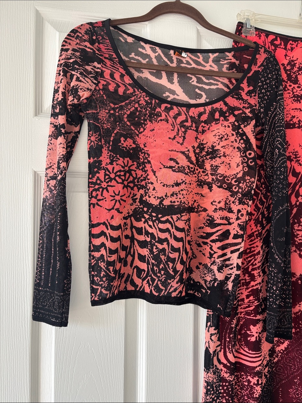 Jean Paul Gaultier Pink and Black Abstract Mesh Skirt Set! - Picture 2 of 8